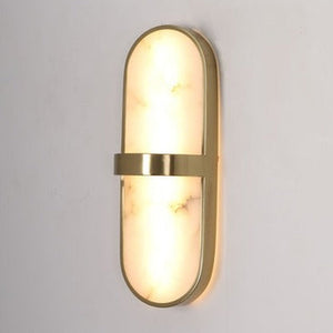 JS-GL-MB2427-W - Antique Brass Metal & Onyx Marble Wall Light