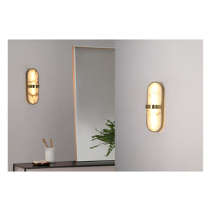JS-GL-MB2427-W - Antique Brass Metal & Onyx Marble Wall Light