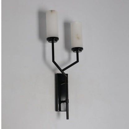 JS-GL-MB2WBK - Black Metal & Onyx Marble Wall Light