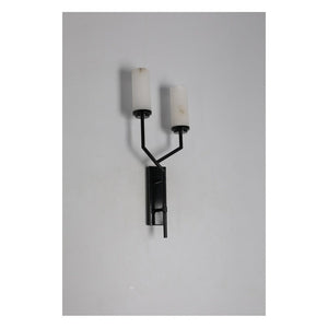 JS-GL-MB2WBK - Black Metal & Onyx Marble Wall Light