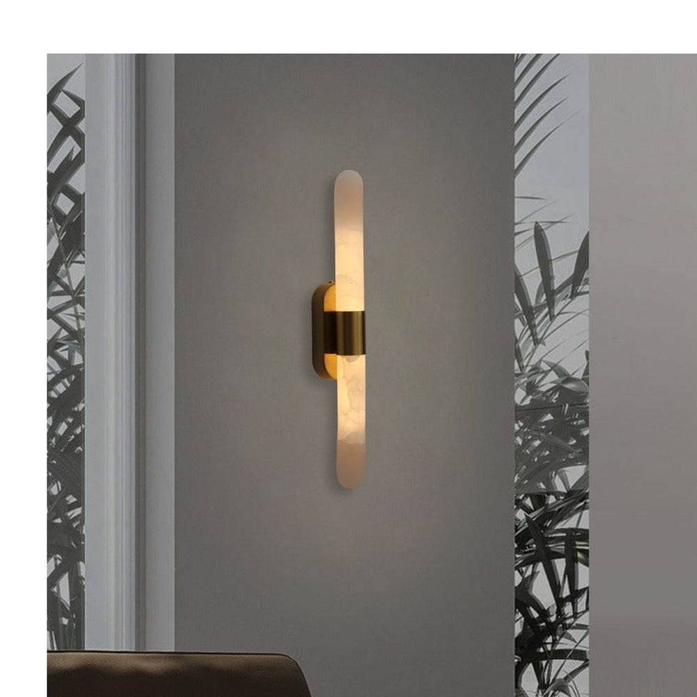 JS-GL-MB2W - Antique Brass Metal & Onyx Marble Wall Light