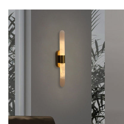 JS-GL-MB2W - Antique Brass Metal & Onyx Marble Wall Light