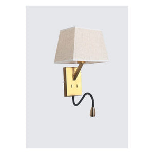 JS-GL-MB5218 - BRUSHED GOLD & BLACK METAL & FABRIC SHADE Flexible Gooseneck Wall Light