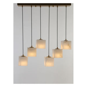 JS-GL-MB6H-SQ - ANTIQUE BRASS METAL & ONYX MARBLE Hanging Light