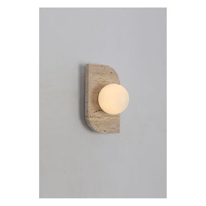JS-GL-MBD-1W - Cream Travertino & Glass Marble Wall Light