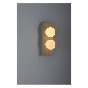 JS-GL-MBD-2W - Cream Travertino & Glass Marble Wall Light