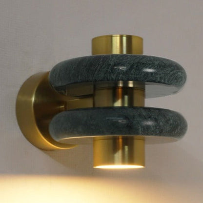 JS-GL-MBGN-W - Antique Brass Metal & Green Marble Wall Light