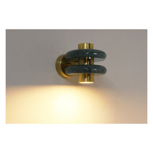 JS-GL-MBGN-W - Antique Brass Metal & Green Marble Wall Light