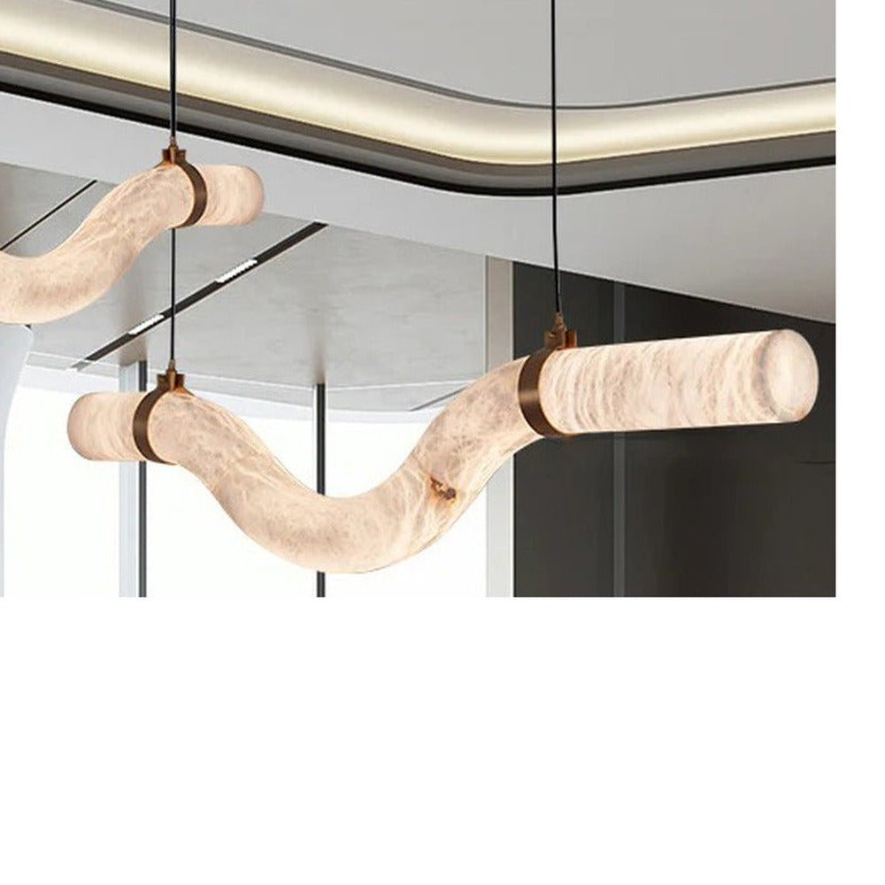 JS-GL-MBP-U - Antique Brass Metal & Ceramic Modern Chandelier