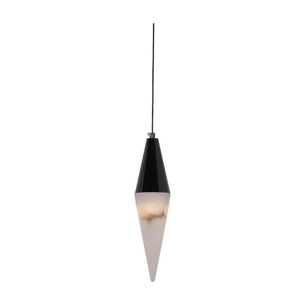 JS-GL-MBTWA-1H - Gun Black Metal Marble Hanging Light
