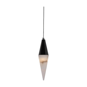 JS-GL-MBTWA-1H - Gun Black Metal Marble Hanging Light