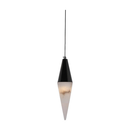 JS-GL-MBTWA-1H - Gun Black Metal Marble Hanging Light