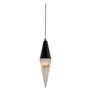 JS-GL-MBTWA-1H - Gun Black Metal Marble Hanging Light