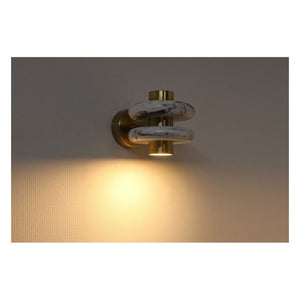 JS-GL-MBWH-W - Antique Brass Metal & White Marble Wall Light