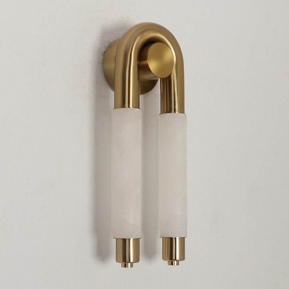 JS-GL-MB 050 - Antique Brass Metal & Onyx Marble Wall Light