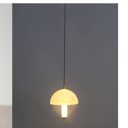 JS-GL-MB 2416-1HB - Antique Brass Metal & Onyx Marble & Acrylic Marble Hanging Light