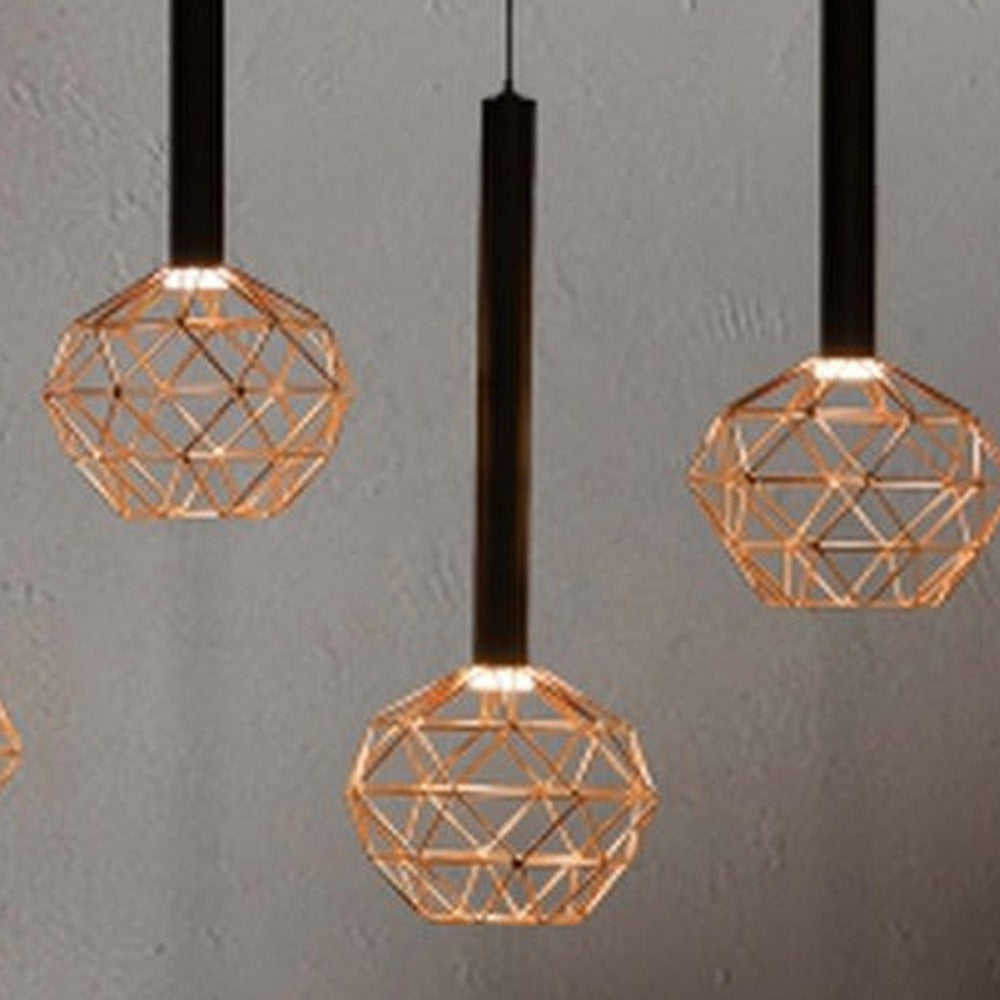 JS-GL-MD8050-6COP - BLACK & COPPER METAL & ACRYLIC Rectangular Hanging Light