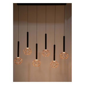 JS-GL-MD8050-6COP - BLACK & COPPER METAL & ACRYLIC Rectangular Hanging Light