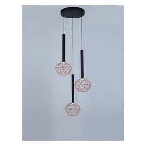 JS-GL-MD 8050-3 - Black & Copper Acrylic Metal Hanging Light