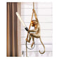 JS-GL-MK01H-GD - Black & Gold Metal & Resin & Rope Monkey Hanging Light