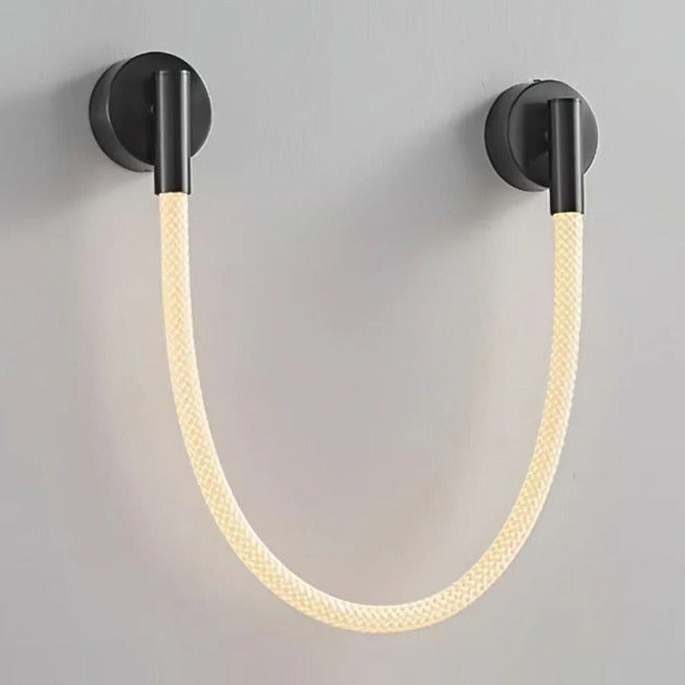 JS-GL-RP-115 - Black Metal & Silicon Rope Modern Wall Light