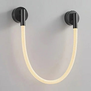 JS-GL-RP-115 - Black Metal & Silicon Rope Modern Wall Light