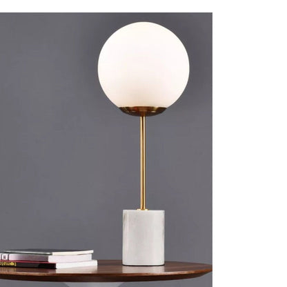 JS-GL-TL-8445 (FL ON REQUEST) - WHITE MARBLE & ANTIQUE BRASS METAL & GLASS Led Floor Lamp