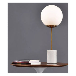JS-GL-TL-8445 (FL ON REQUEST) - WHITE MARBLE & ANTIQUE BRASS METAL & GLASS Led Floor Lamp