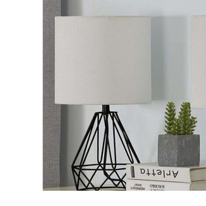 JS-GL-TL2016 - BLACK METAL & FABRIC SHADE Cloth Shading Table Lamp