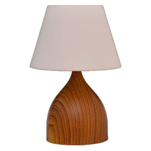 JS-GL-TL2205C-LW - LIGHT WOOD METAL & FABRIC SHADE Cloth Shading Table Lamp