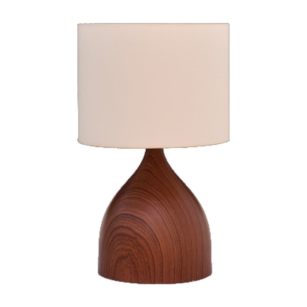 JS-GL-TL2205D-DW - DARK WOOD METAL & FABRIC SHADE Cloth Shading Table Lamp