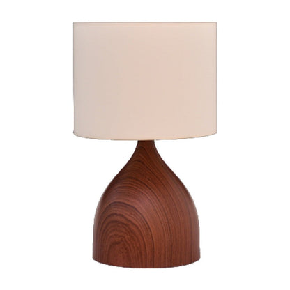 JS-GL-TL2205D-DW - DARK WOOD METAL & FABRIC SHADE Cloth Shading Table Lamp