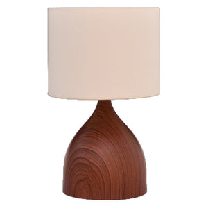 JS-GL-TL2205D-DW - DARK WOOD METAL & FABRIC SHADE Cloth Shading Table Lamp