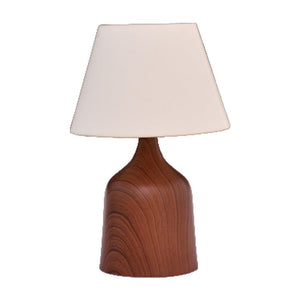 JS-GL-TL2206C-DW - DARK WOOD METAL & FABRIC SHADE Cloth Shading Table Lamp