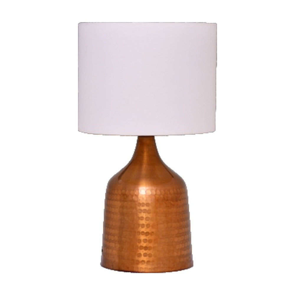 JS-GL-TL2208D-AC - ANTIQUE COPPER METAL & FABRIC SHADE Cloth Shading Table Lamp