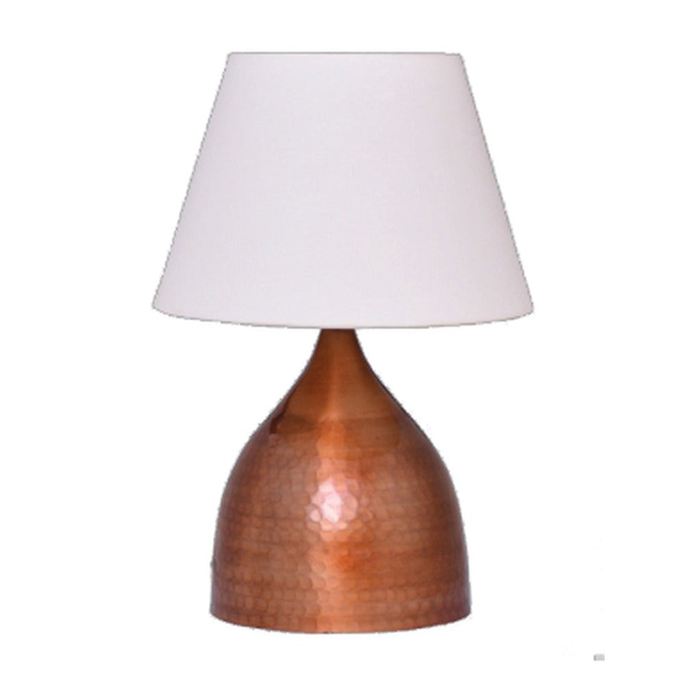JS-GL-TL2209C-AC - ANTIQUE COPPER METAL & FABRIC SHADE Cloth Shading Table Lamp