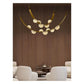 JS-GL-U6U8-2 - Antique Brass Metal & Onyx Marble Glass Ball Belt Chandelier