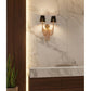 JS-GL-0024-2W - Rose Gold Metal & Fabric Shade Modern Wall Light