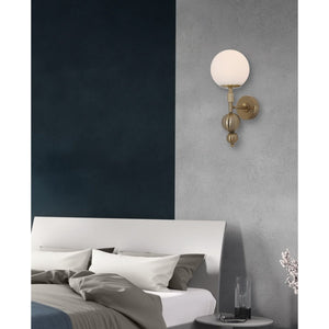 JS-GL-055-W - Antique Brass Metal & Glass Modern Wall Light