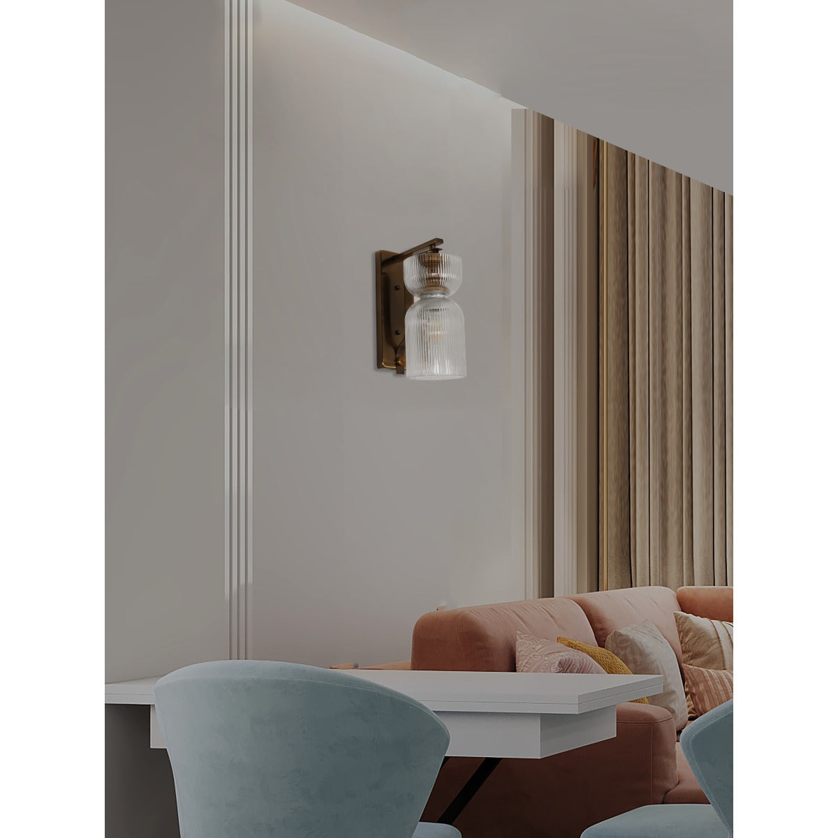 JS-GL-25041-W - Antique Brass Metal & Glass Modern Wall Light