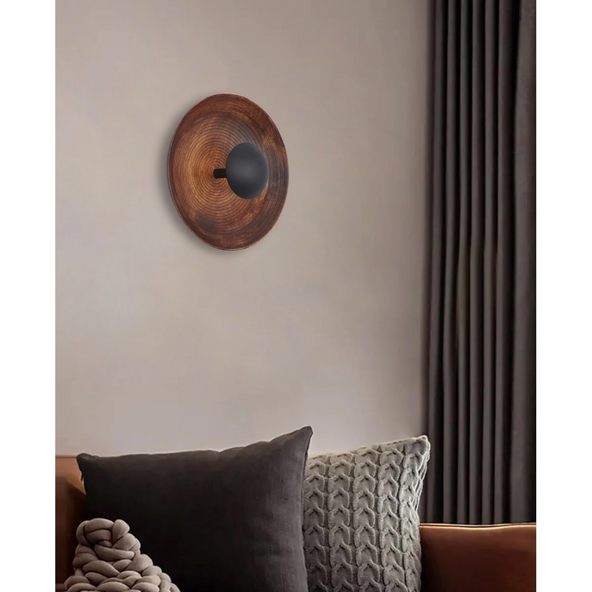 JS-GL-3390-W - Black Metal & Wood Wooden Wall Light
