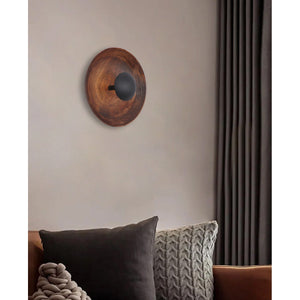 JS-GL-3390-W - Black Metal & Wood Wooden Wall Light