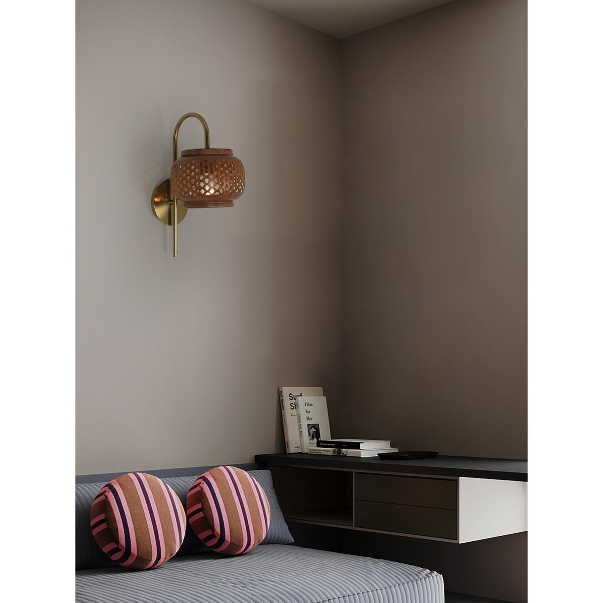 JS-GL-35143-W - Antique Brass & Rustic Brown Metal Modern Wall Light