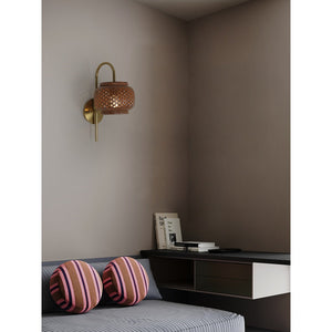 JS-GL-35143-W - Antique Brass & Rustic Brown Metal Modern Wall Light