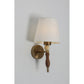 JS-GL-3842-W - Antique Brass Metal & Wood & Fabric Shade Marble Wall Light