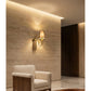 JS-GL-639 -W - Antique Brass Metal & Fabric Shade Modern Wall Light