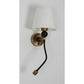 JS-GL-6621-W - Antique Brass & Black Metal & Fabric Shade Modern Wall Light