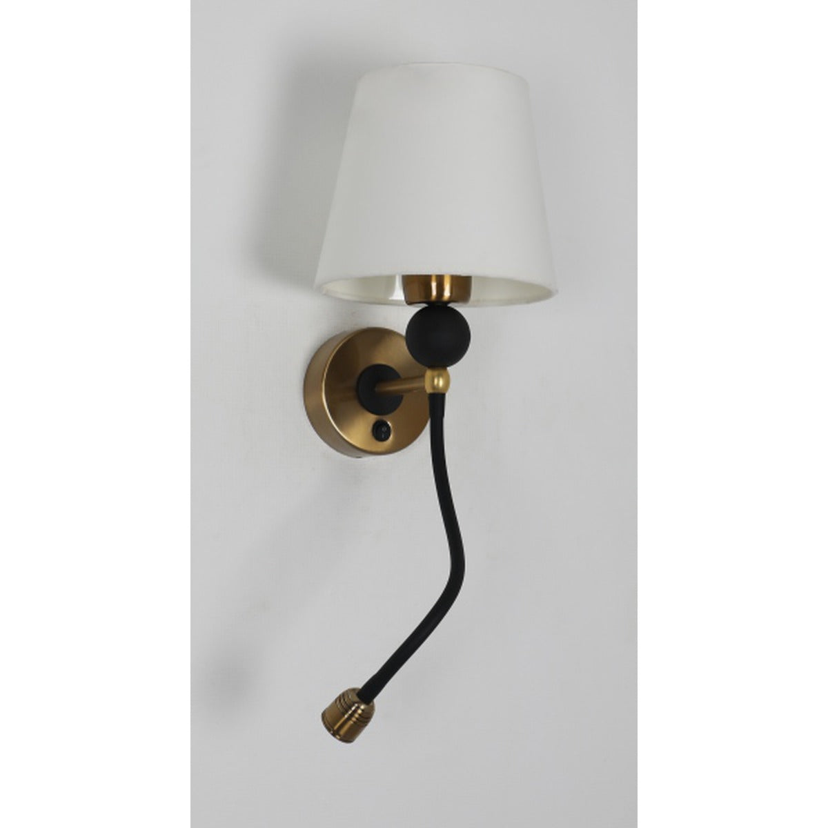 JS-GL-6621-W - Antique Brass & Black Metal & Fabric Shade Modern Wall Light