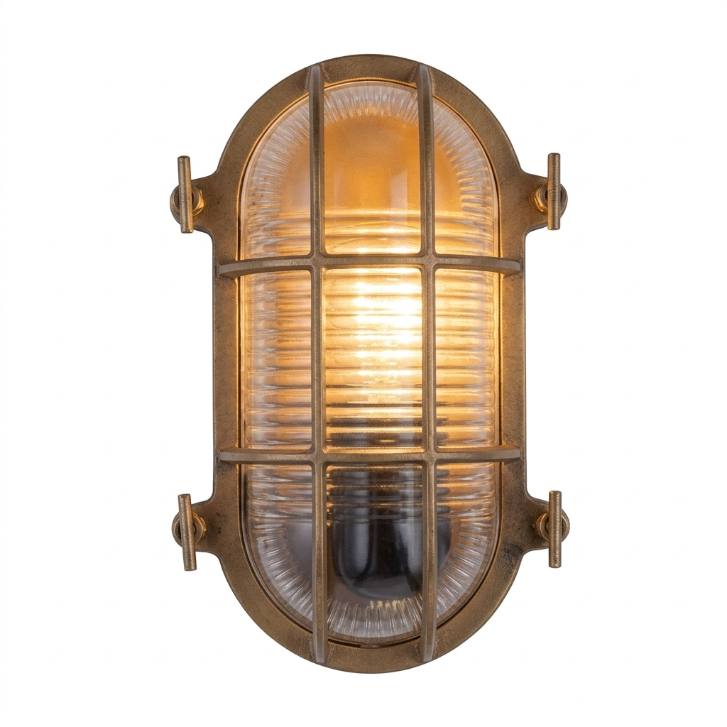 Eliante Outdoor Bulkhead Wall Light – Matt Gold, E27 (GOD-120)