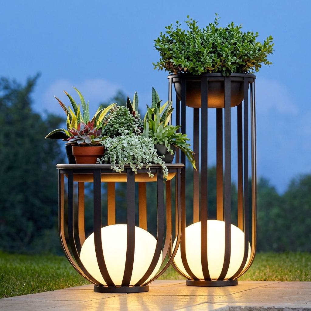 Eliante Outdoor Planter Lantern Light – Stone Black, E27 (GOD-C1227)